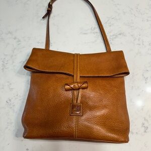 Dooney & Bourke Medium Toggle Purse Medium Brown Leather with green/red lining